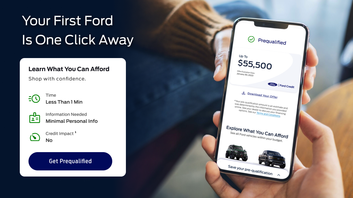 Smart phone showing the Ford Credit dashboard